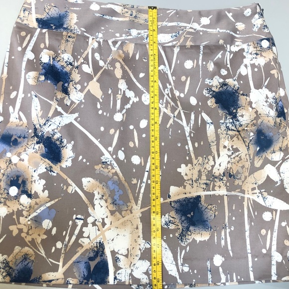Womens Straight Skirt with side zip. Sz 12. Mocha/Wht/Blue Abstract, - Picture 4 of 9